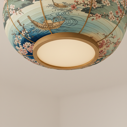 Hikari – Japanse Plafondlamp met Mount Fuji & Kersenbloesem Design