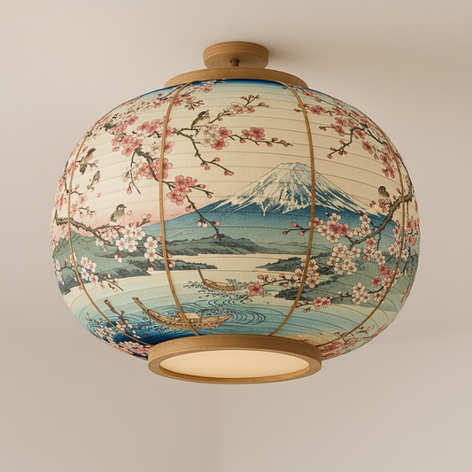Hikari – Japanse Plafondlamp met Mount Fuji & Kersenbloesem Design