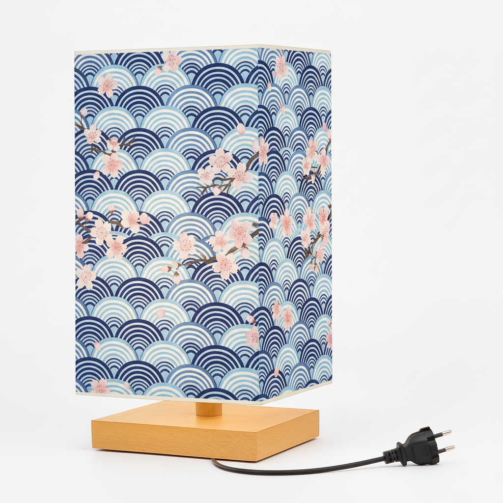 SakuraWave - Japandi Tafellamp met Kersenbloesem Design
